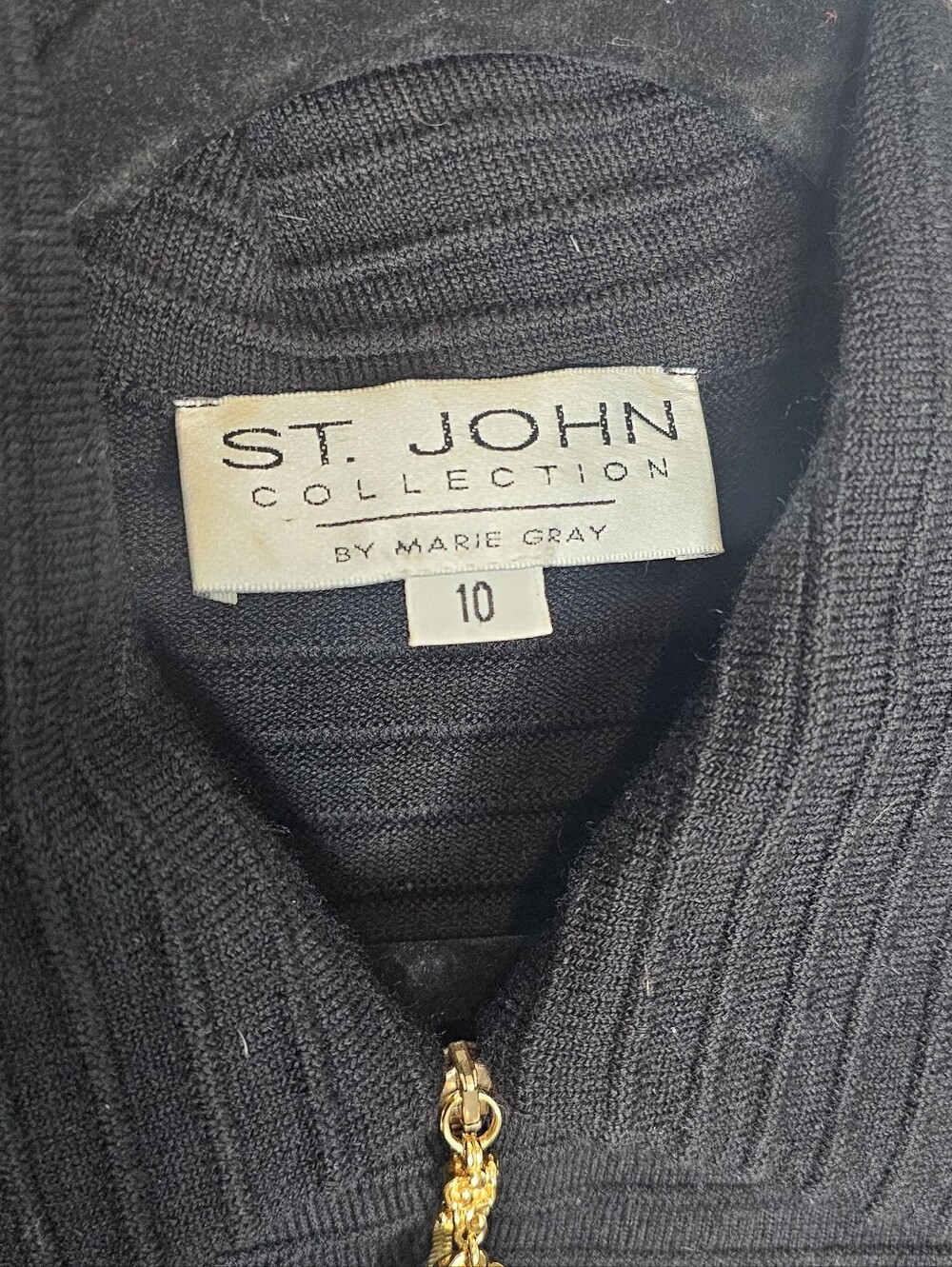 St. John Collection Ribbed Gold Zipper Jacket Blazer 10 - Picture 10 of 11